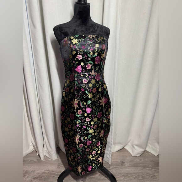 Lulus Dress Make A Move Black Satin Floral Dress - Picture 6 of 10